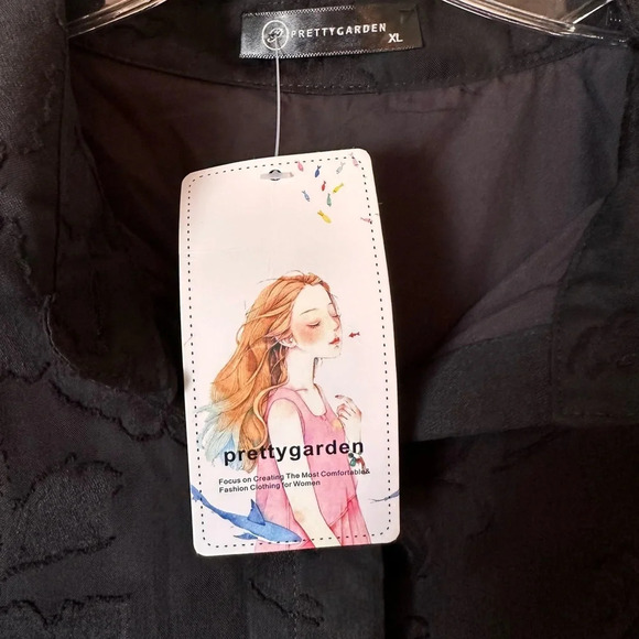 NWT Women’s Button Front Long Sleeve Casual Dress Summer Jacquard Shirt - Picture 7 of 8